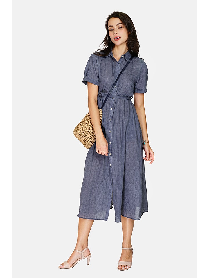 Le Jardin du Lin Lniana sukienka w kolorze granatowym rozmiar: 40