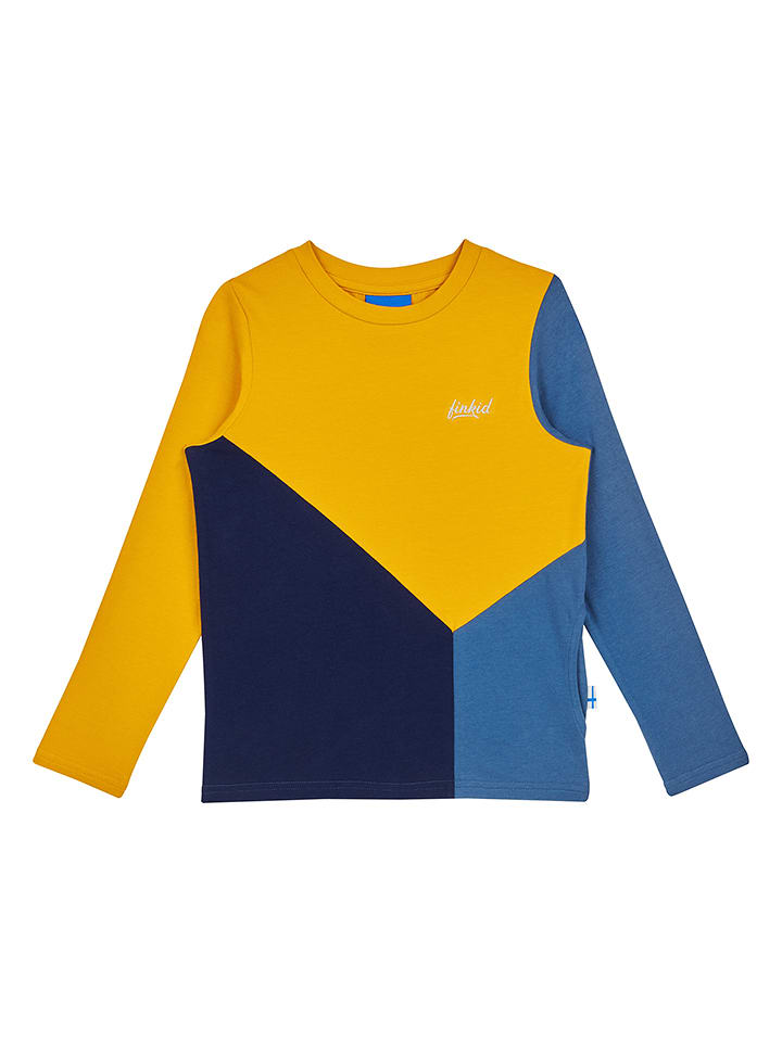 finkid Koszulka "Rannikko" w kolorze niebiesko-żółtym rozmiar: 90/100