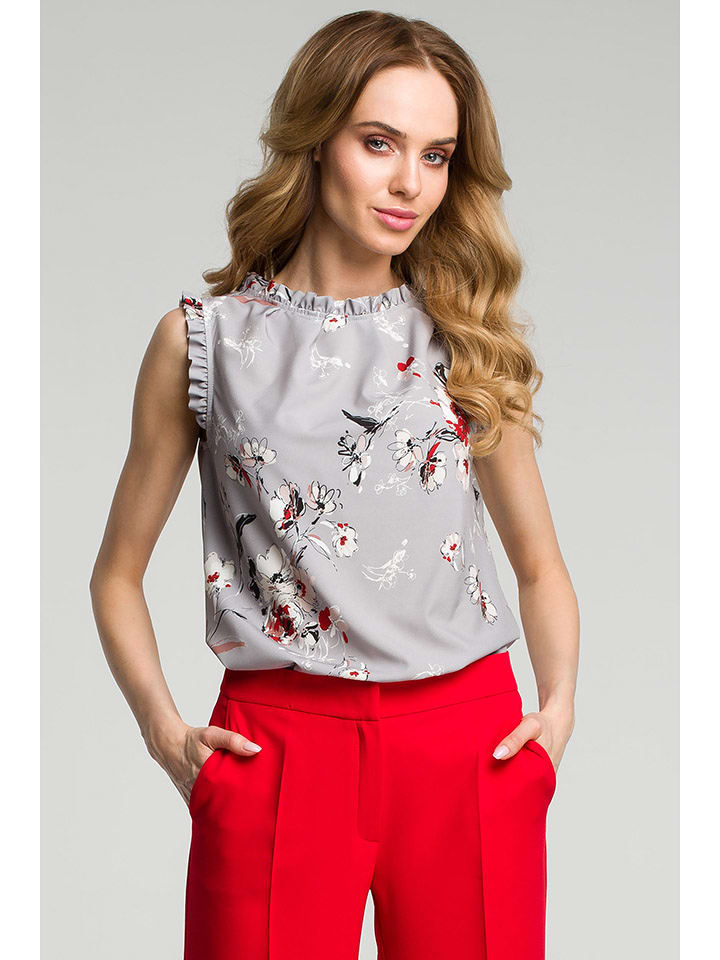 made of emotion Bluzka w kolorze jasnoszaro-białym rozmiar: S