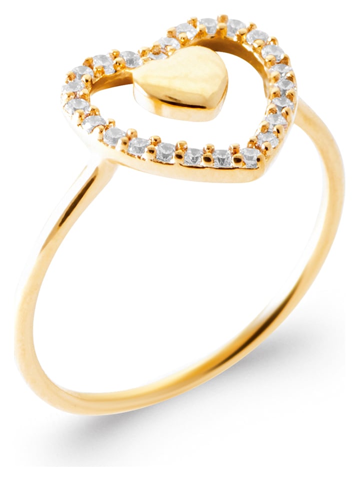 L'Atélier Précieux Pozłacany pierścionek z cyrkoniami rozmiar: 54