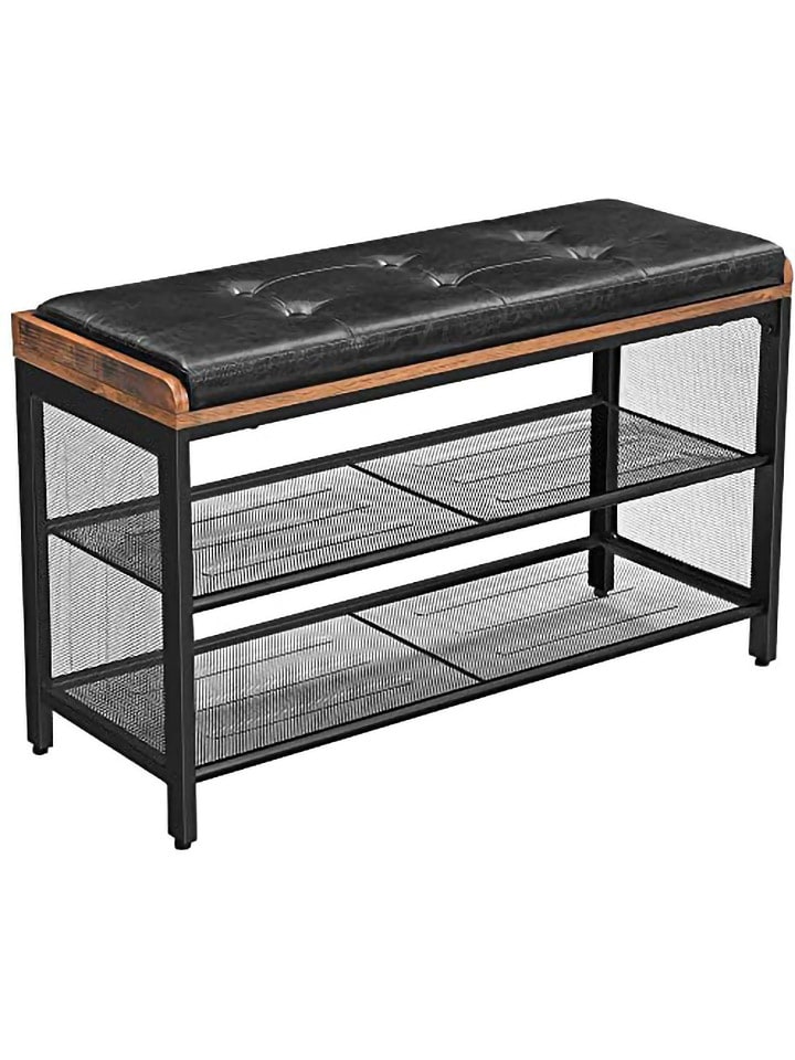 SONGMICS Ławka w kolorze brązowo-czarnym na buty - 80 x 48 x 30 cm rozmiar: onesize
