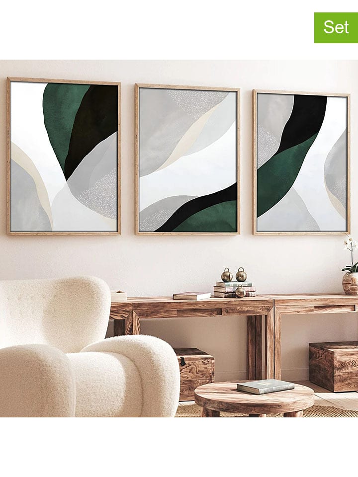 ABERTO DESIGN Druki artystyczne (3 szt.) w ramce rozmiar: 50x70 cm