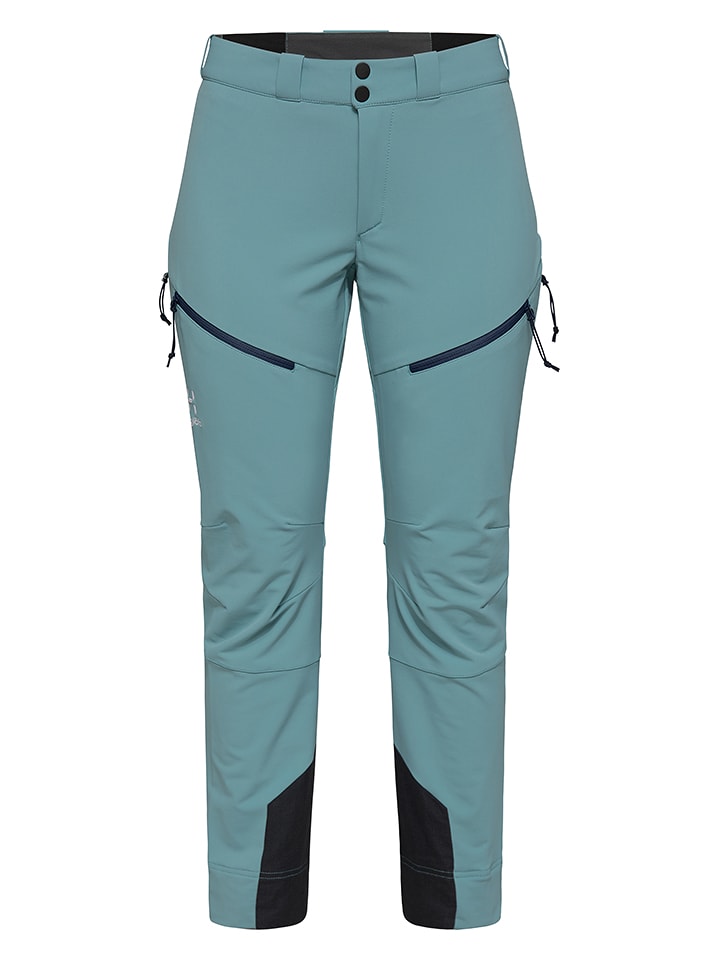 Haglöfs Softshellowe spodnie narciarskie w kolorze turkusowym rozmiar: 38