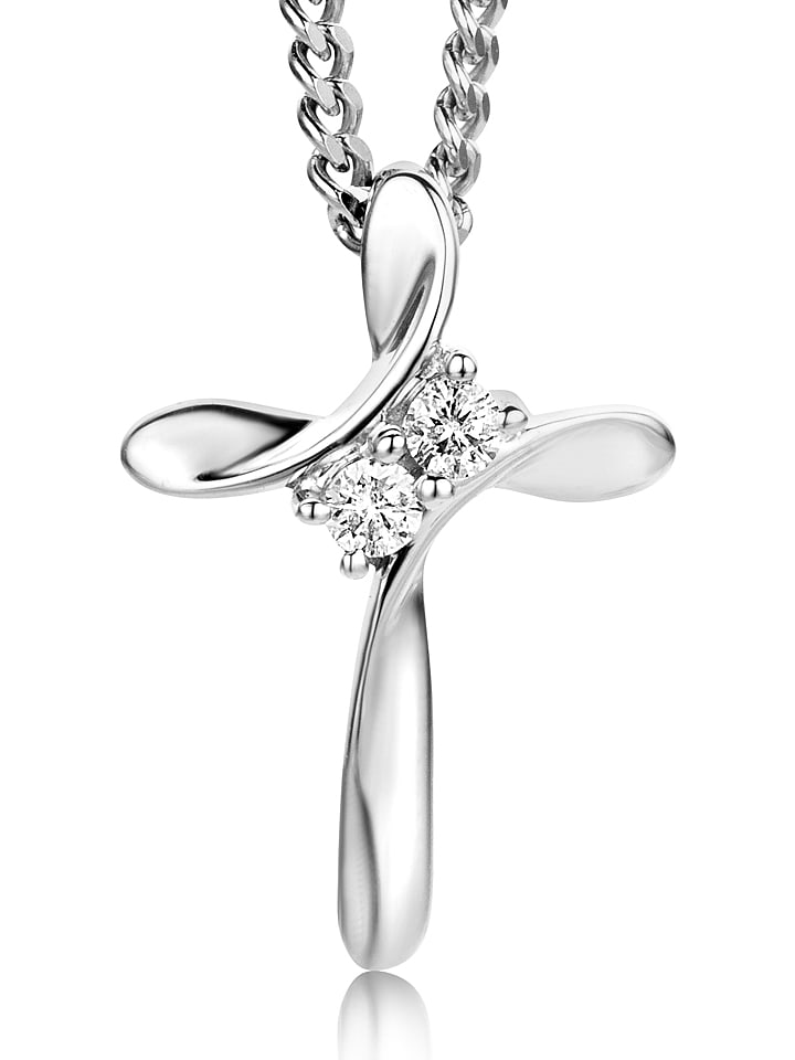 Revoni Złoty naszyjnik z diamentową zawieszką - dł. 45 cm rozmiar: onesize