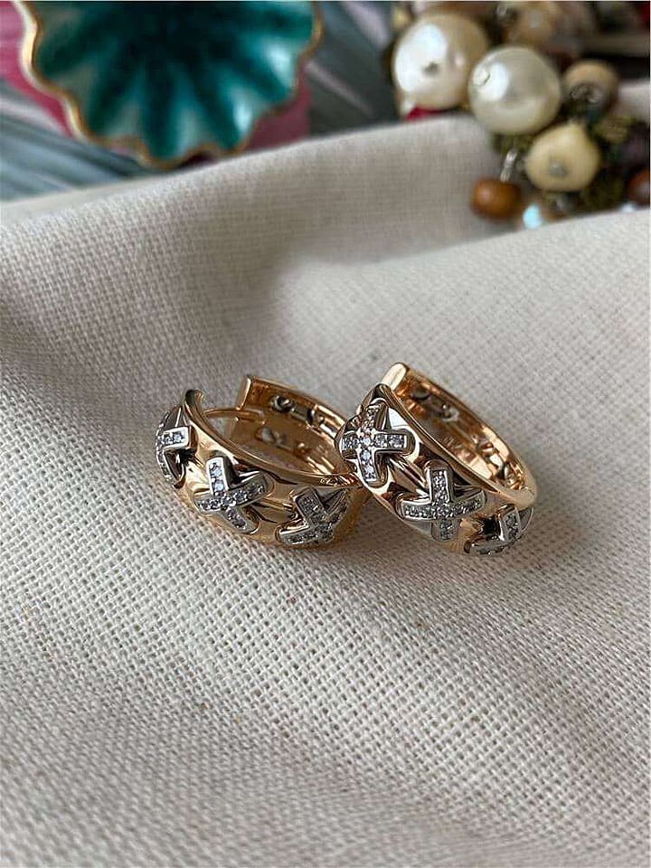 Luseera Pozłacane kolczyki-kreole z cyrkoniami rozmiar: onesize