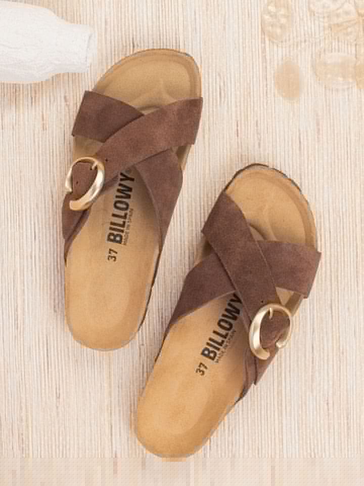 billowy Skórzane klapki w kolorze brązowym rozmiar: 39