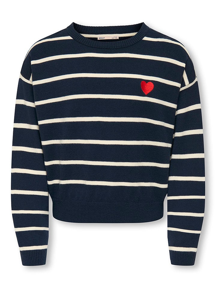 KIDS ONLY Sweter "Amy" w kolorze granatowo-kremowym rozmiar: 122/128