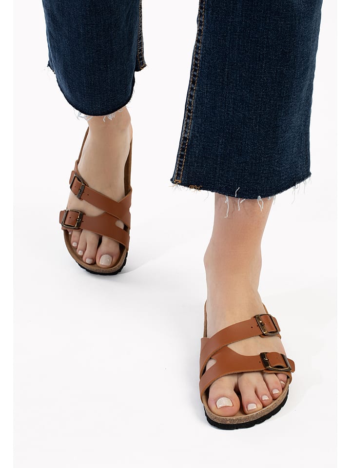 BAYTON Klapki "Cleo" w kolorze karmelowym rozmiar: 42