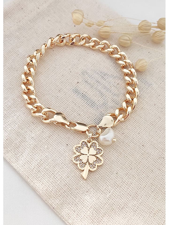 atelier MIU Pozłacana bransoletka z cyrkoniami i perłą rozmiar: onesize