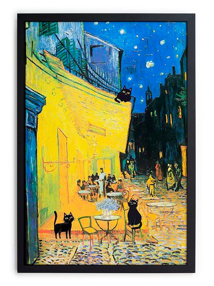 Madre Selva Druk artystyczny "Cats Van Gogh" w ramce - 30 x 40 cm rozmiar: onesize