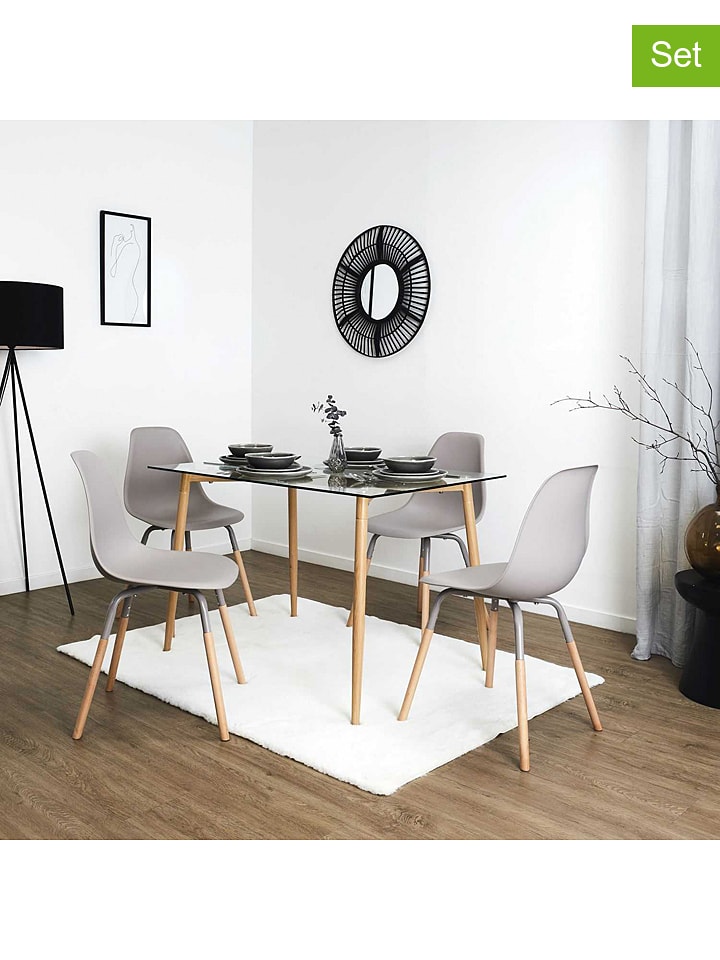 THE HOME DECO FACTORY Krzesła (4 szt.) w kolorze szarobrązowym - 48,5 x 85,8 x 46 cm rozmiar: onesize