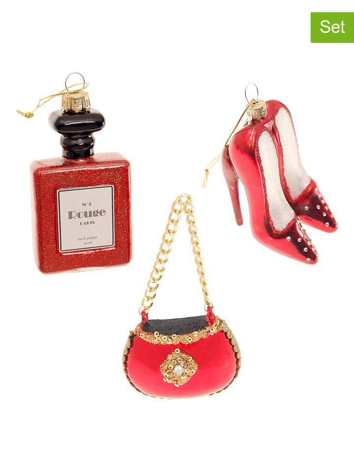 Krebs Glas Lauscha Ozdoby choinkowe (3 szt.) "Lady in Red" w kolorze czerwonym rozmiar: onesize