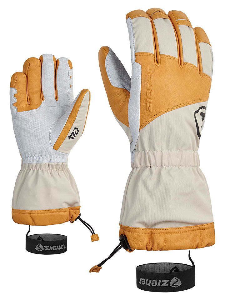 Ziener Rękawiczki narciarskie "Gorin" w kolorze beżowo-pomarańczowym rozmiar: 7