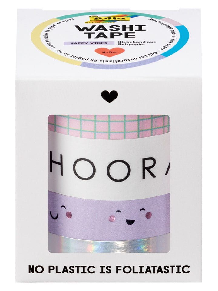 folia PAPER Taśmy washi "Hotfoil Happy Vibes" ze wzorem - 4 x 5 m rozmiar: onesize