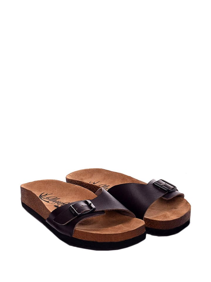 Moosefield Skórzane klapki w kolorze ciemnobrązowym rozmiar: 42