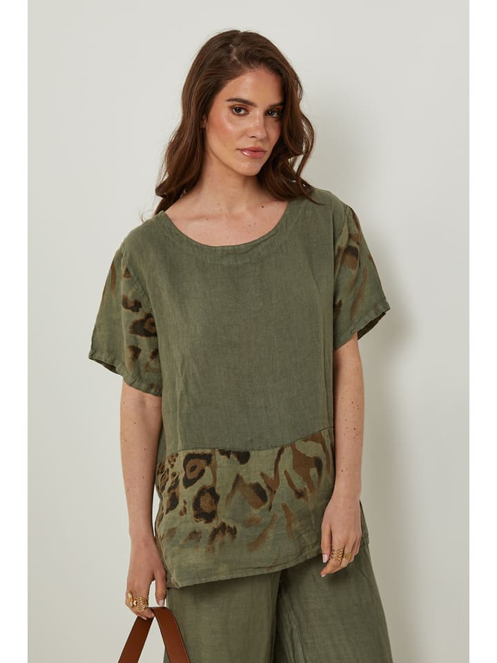 Rodier Lin Lniana koszulka w kolorze khaki rozmiar: L/XL