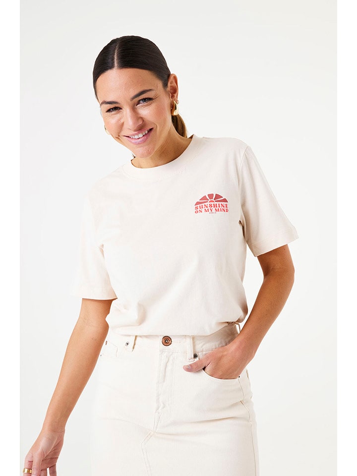 Garcia Koszulka w kolorze kremowo-różowym rozmiar: S