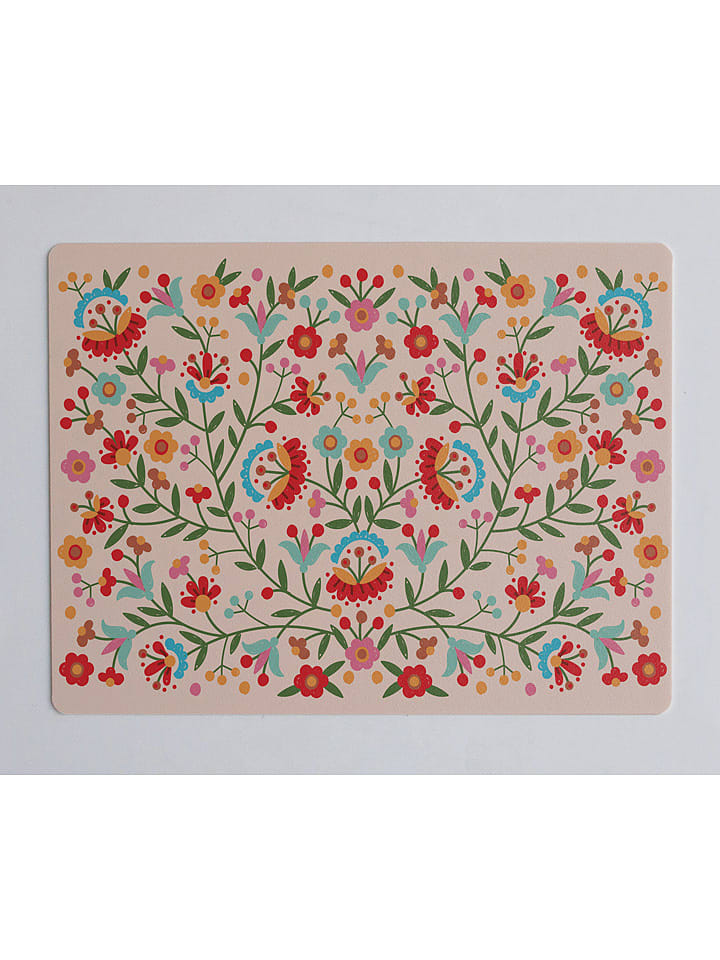 Madre Selva Podkładka "Mexican Flower" w kolorze beżowym ze wzorem na biurko - 55 x 35 cm rozmiar: onesize