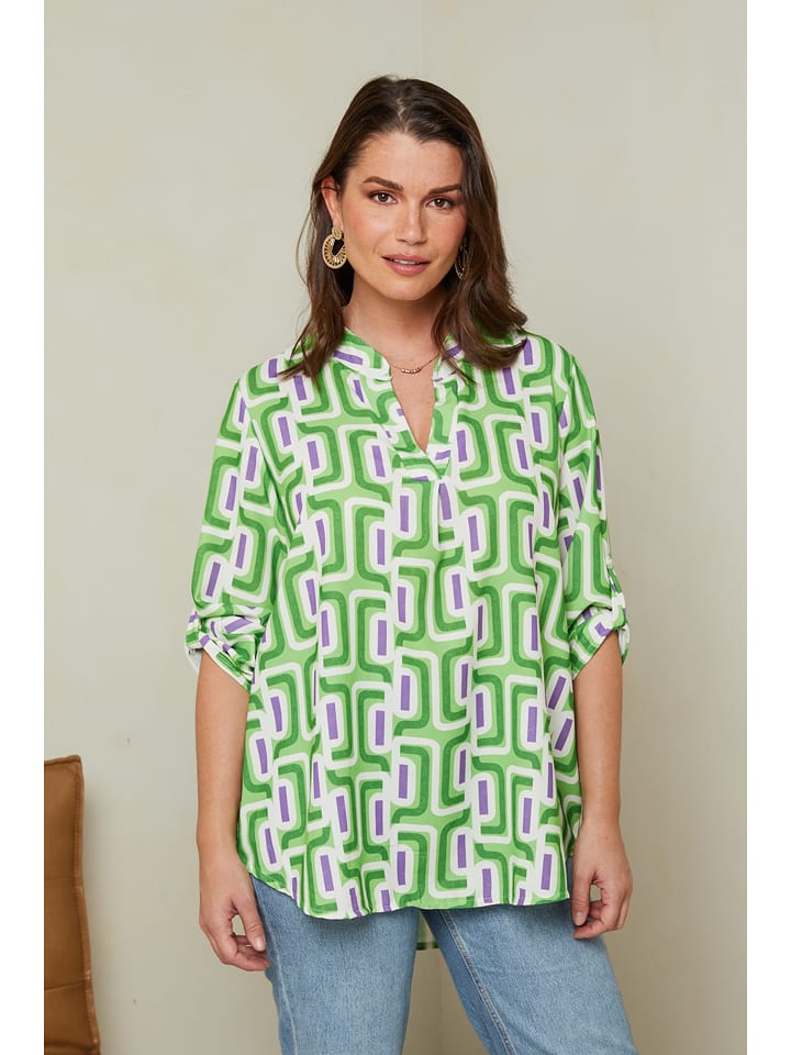 Curvy Lady Bluzka w kolorze zielono-białym rozmiar: 44/46