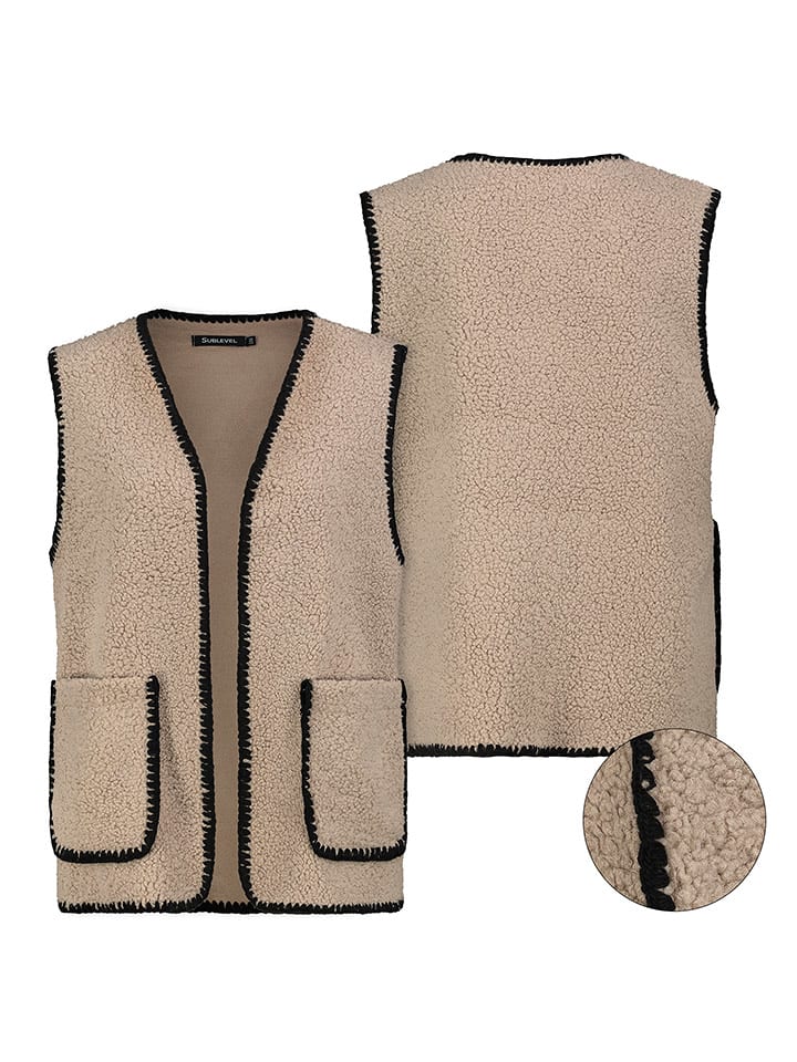 Sublevel Kamizelka pluszowa w kolorze szarobrązowym rozmiar: M/L