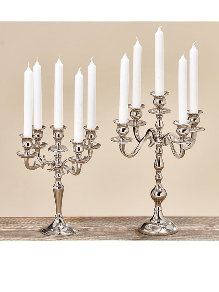 Boltze Świecznik "Varas" w kolorze srebrnym - wys. 26 cm rozmiar: onesize