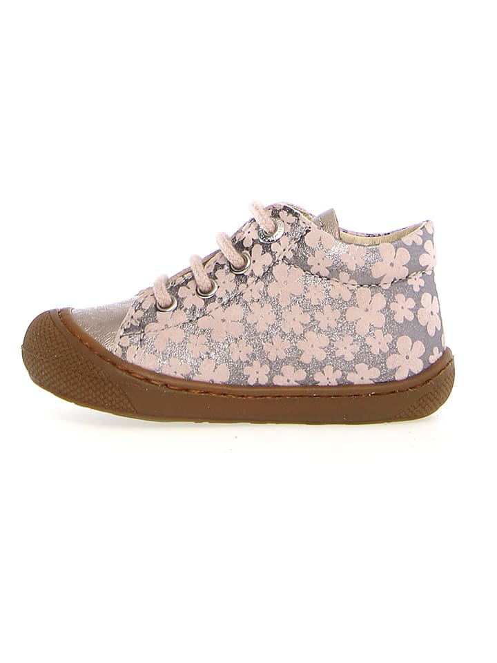 Naturino Skórzane buty "Cocoon" w kolorze srebrno-jasnoróżowym do nauki chodzenia rozmiar: 27