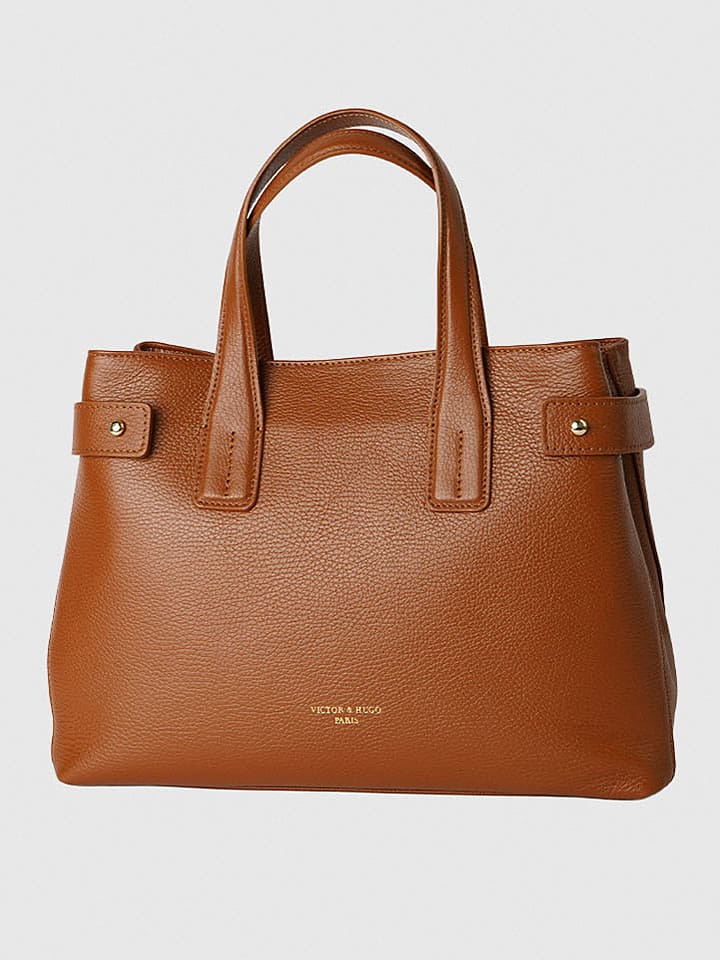 Victor & Hugo Paris Skórzana torebka "Luna" w kolorze jasnobrązowym - 36 x 27 x 14 cm rozmiar: onesize