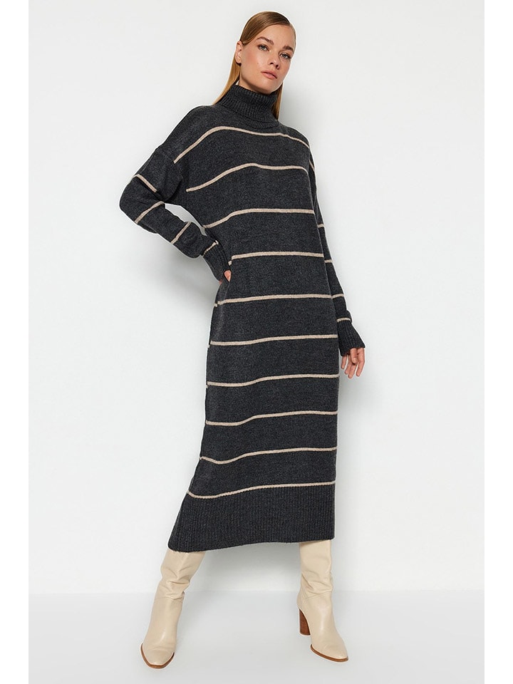 trendyol Sukienka w kolorze antracytowo-beżowym rozmiar: L