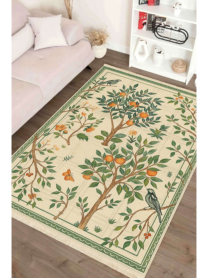 Conceptum Hypnose Dywan bawełniany "131" w kolorze beżowo-zielonym rozmiar: 80x150 cm