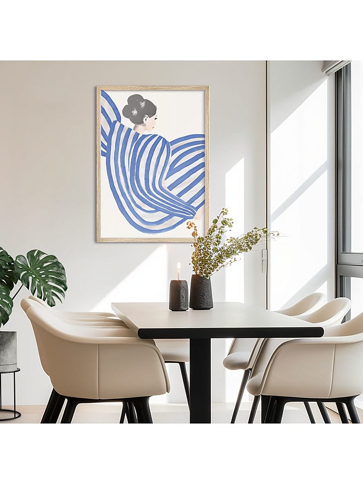 Orangewallz Druk artystyczny "Striped Lady" w ramce rozmiar: 50x70 cm