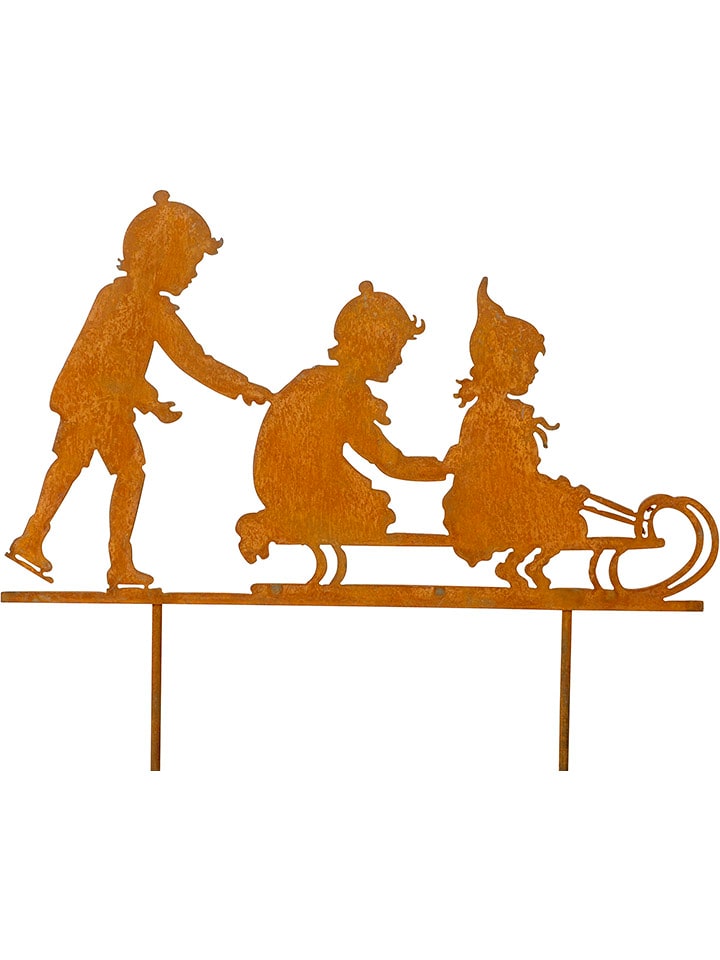 POSIWIO Dekoracja ogrodowa "Winter Children" w kolorze jasnobrązowym - 40 x 23 cm rozmiar: onesize