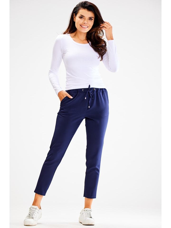 Awama Spodnie w kolorze granatowym rozmiar: L