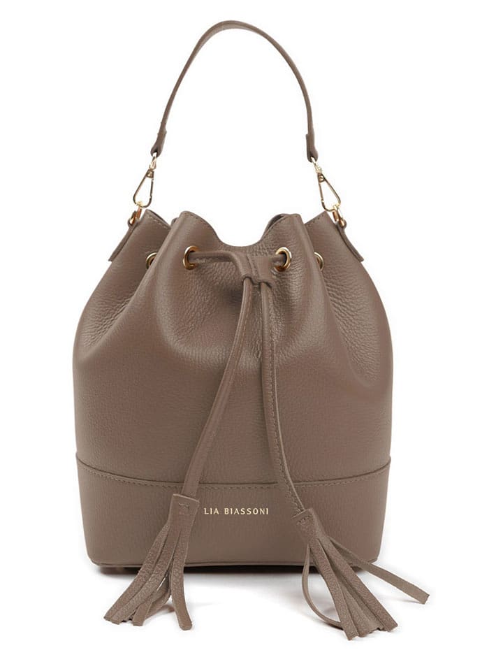 Lia Biassoni Skórzana torebka "Ancinale" w kolorze szarobrązowym - 25 x 27 x 17 cm rozmiar: onesize