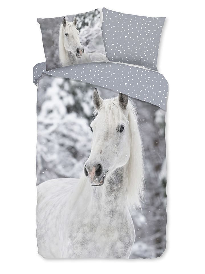 Good Morning Komplet pościeli flanelowej "Bonnie" w kolorze szaro-białym rozmiar: 135x200 cm