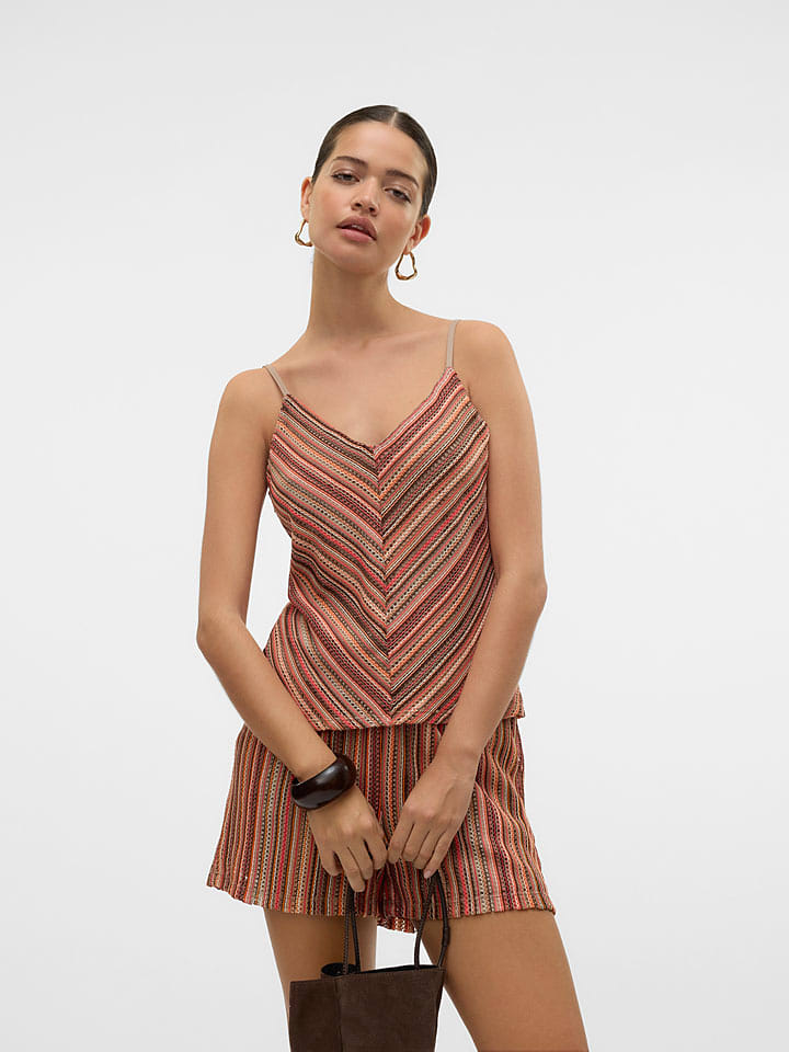 Vero Moda Top w kolorze beżowym ze wzorem rozmiar: S