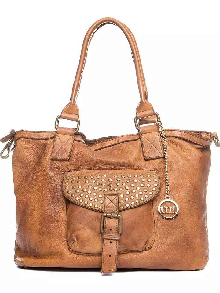 Mia Tomazzi Skórzana torebka "Sirio" w kolorze jasnobrązowym - 34 x 29 x 13 cm rozmiar: onesize