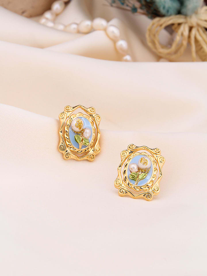 Pierres de Jade Pozłacane kolczyki-wkrętki z perłami rozmiar: onesize