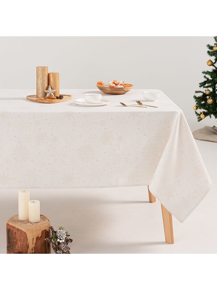 GAMUSI Obrus "Sparkle" w kolorze biało-złotym rozmiar: 140x100 cm