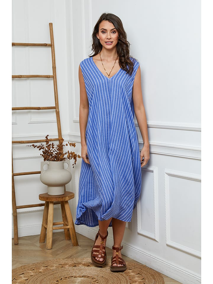 Fleur de Lin Lniana sukienka w kolorze niebieskim rozmiar: L