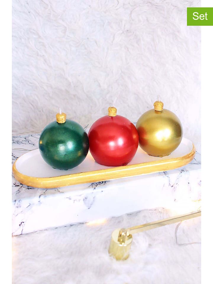 Lucky Bees Świece (3 szt.) w kolorze złotym, zielonym i czerwonym - 3x 70 g rozmiar: onesize