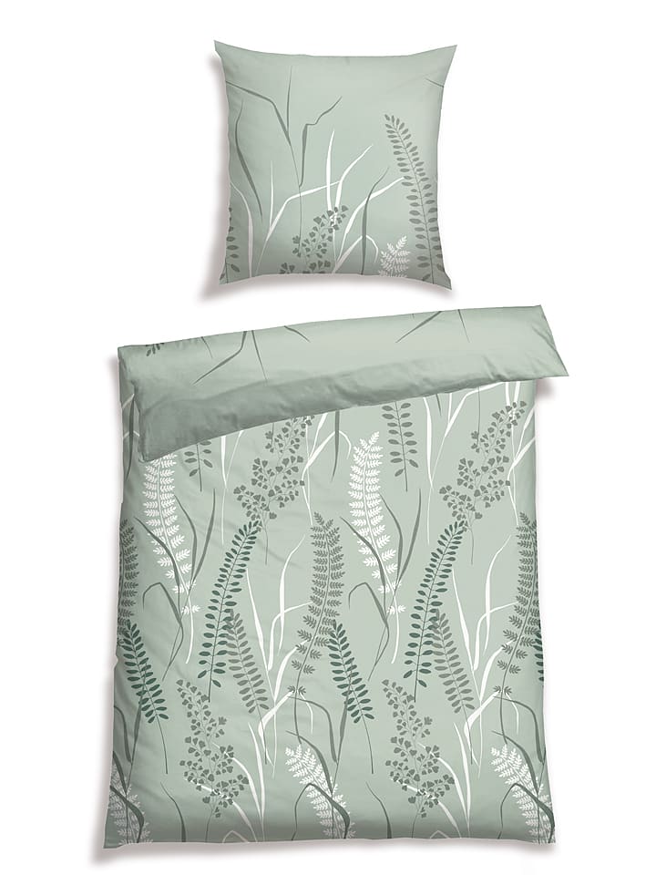 Schiesser Komplet pościeli renforcé "Annic" w kolorze zielonym rozmiar: 135x200 cm