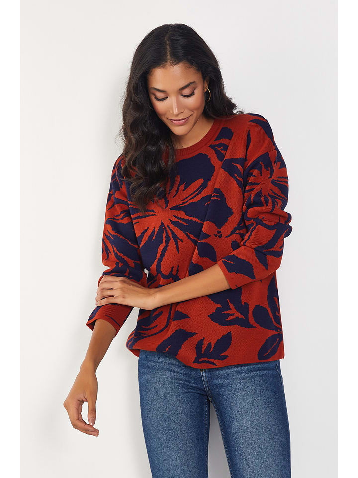 Milan Kiss Sweter w kolorze czerwono-granatowym ze wzorem rozmiar: onesize
