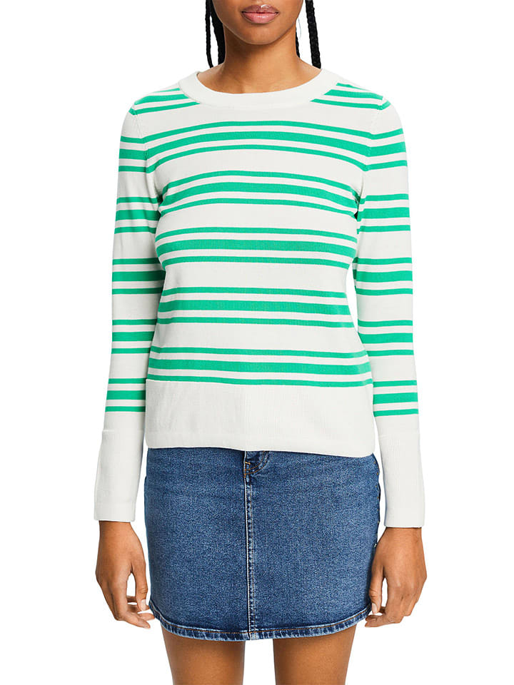 ESPRIT Sweter w kolorze biało-zielonym rozmiar: XS
