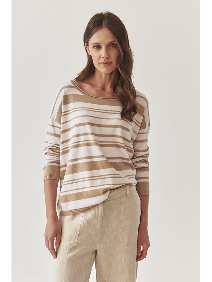 TATUUM Sweter w kolorze biało-karmelowym rozmiar: XS