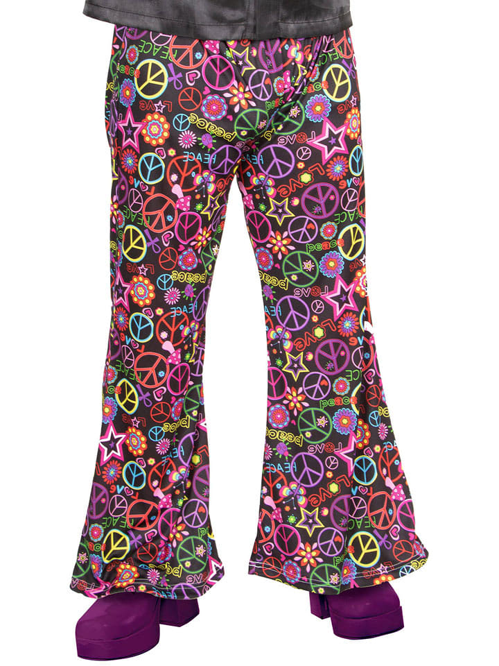 amscan Spodnie kostiumowe "Peace Out Flares" ze wzorem rozmiar: XL