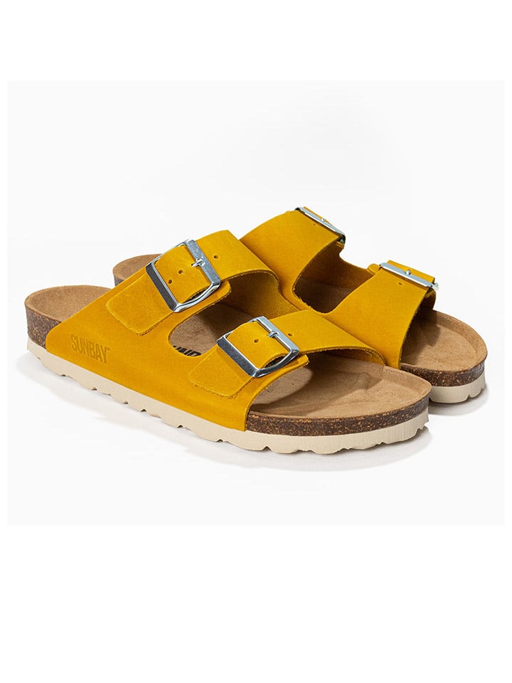 Sunbay Skórzane klapki "Trefle" w kolorze musztardowym rozmiar: 37