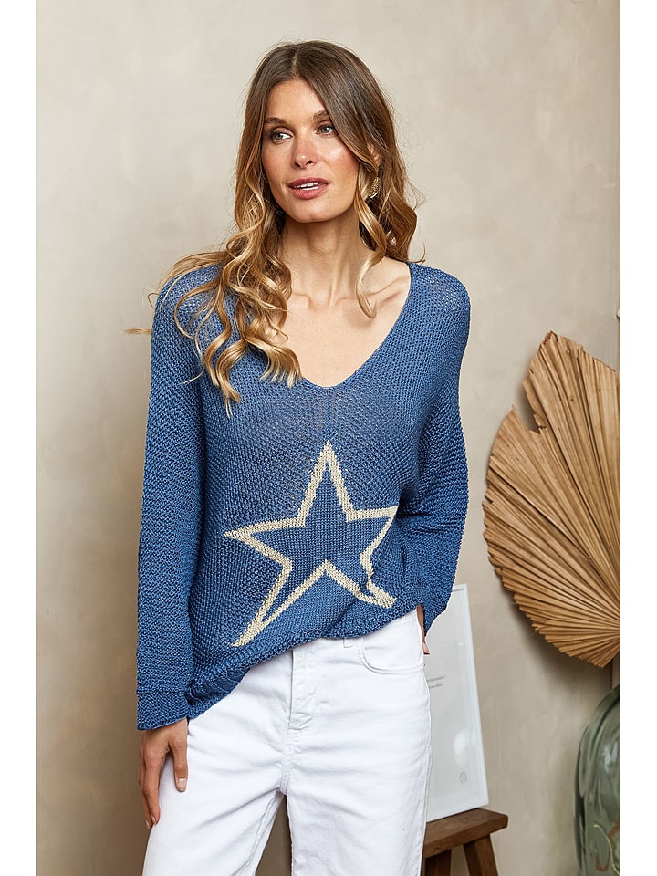 Joséfine Sweter "Laurina" w kolorze niebieskim rozmiar: M