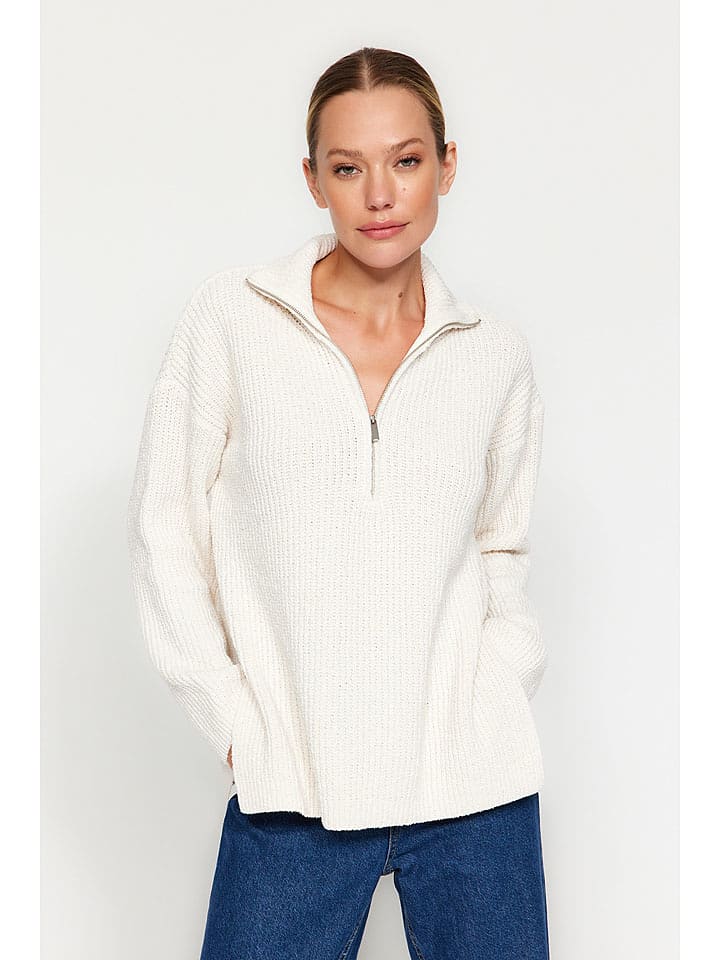 trendyol Sweter w kolorze kremowym rozmiar: M