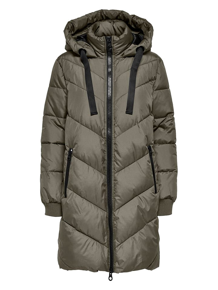 JDY Płaszcz pikowany "SKYLAR PADDED HOOD" w kolorze khaki rozmiar: S
