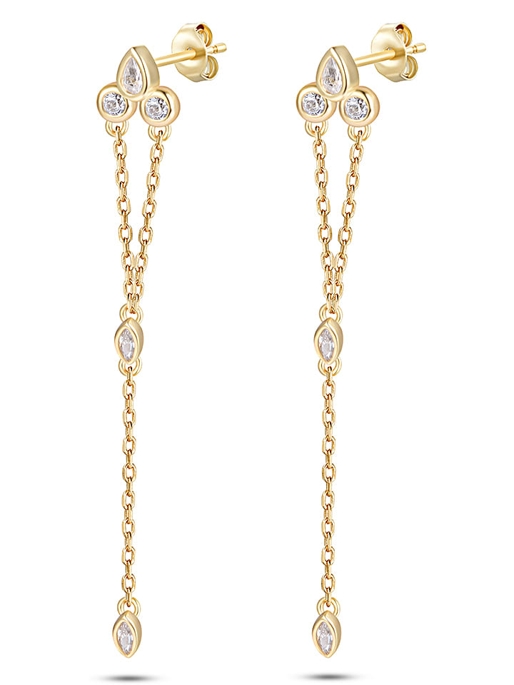 DI GIORGIO Pozłacane kolczyki-wkrętki z cyrkoniami rozmiar: onesize